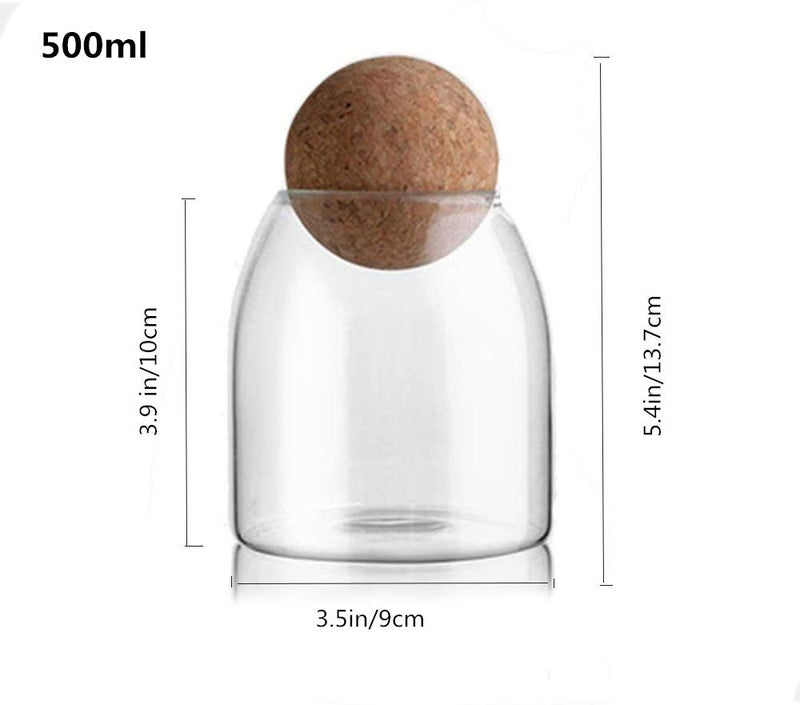 Piscepio Glass Jar with Wood Lid Ball Jar Small Food Storage Container Clear Candy Jars Canister Sugar Coffee Tea Beans Spice Salt Storage 2 PSC 500 ML - Image 3